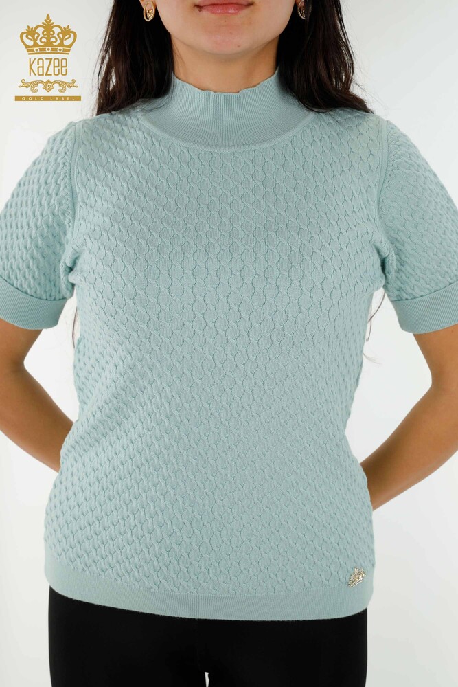 Wholesale Women's Knitwear Sweater American Model Basic Light Blue - 30119 | KAZEE - 2