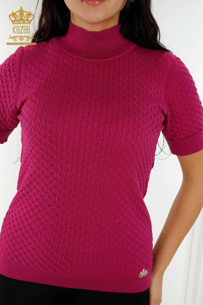 Wholesale Women's Knitwear Sweater American Model Basic Purple - 30119 | KAZEE - 2