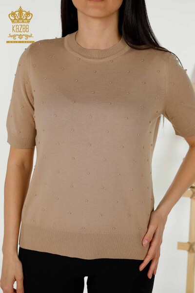 Wholesale Women's Knitwear Sweater - American Model - Beige - 30131 | KAZEE - 2