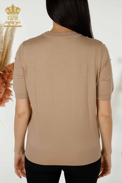 Wholesale Women's Knitwear Sweater - American Model - Beige - 30131 | KAZEE - 5