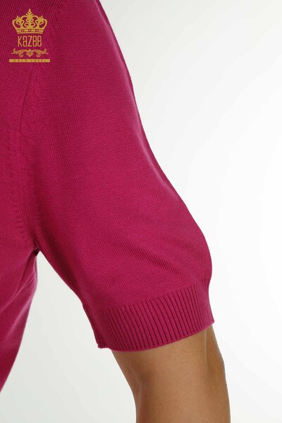 Wholesale Women's Knitwear Sweater American Model Dark Fuchsia - 15943 | KAZEE - 4