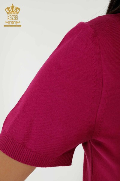 Wholesale Women's Knitwear Sweater American Model Fuchsia - 15943 | KAZEE - 4