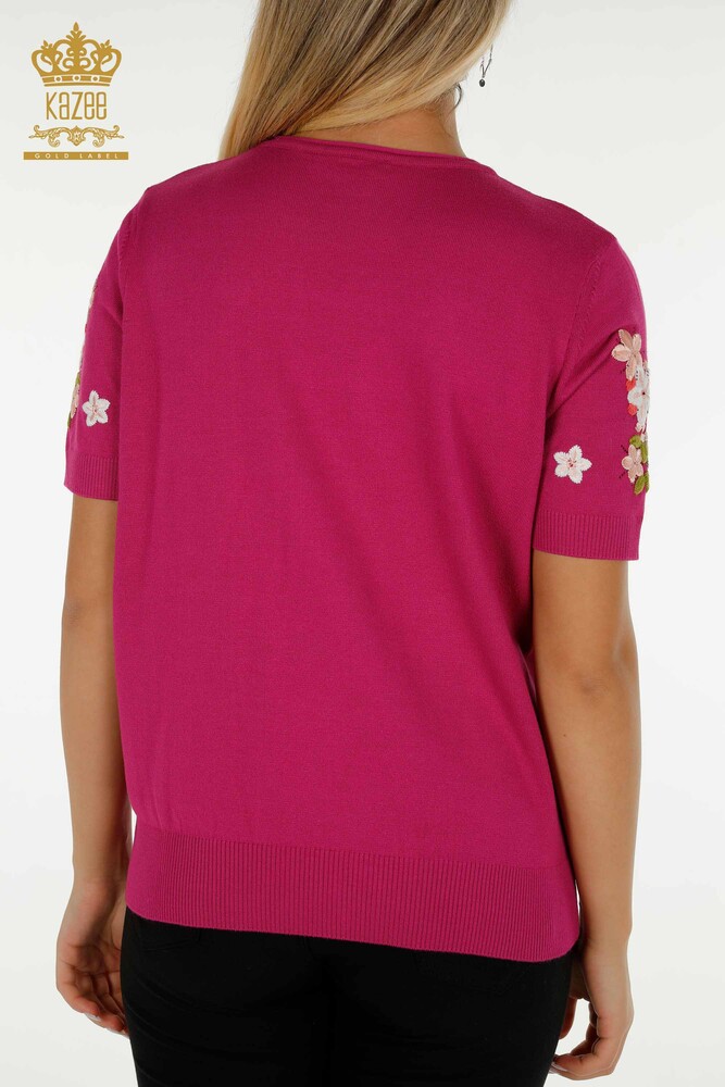 Wholesale Women's Knitwear Sweater American Model Fuchsia - 16761 | KAZEE - 8