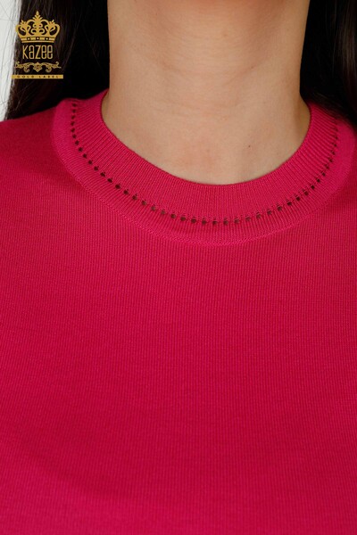 Wholesale Women's Knitwear Sweater - American Model - Fuchsia - 30255 | KAZEE - 3