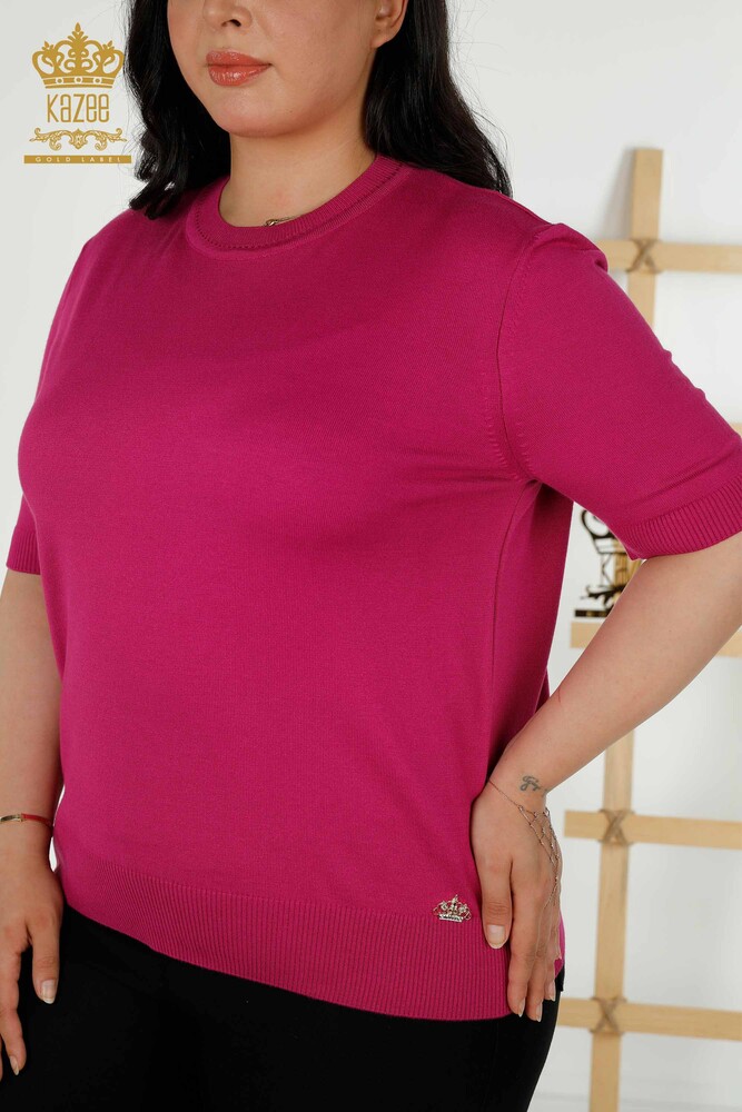 Wholesale Women's Knitwear Sweater - American Model - Fuchsia - 30389 | KAZEE - 2