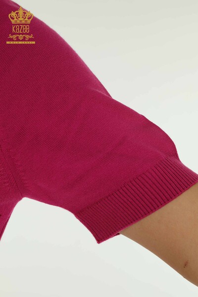 Wholesale Women's Knitwear Sweater American Model Fuchsia - 30649 | KAZEE - 5