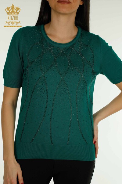 Wholesale Women's Knitwear Sweater American Model Green - 30686 | KAZEE - 2