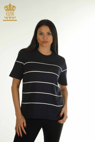 KAZEE - Wholesale Women's Knitwear Sweater American Model Navy Blue - 30355 | KAZEE