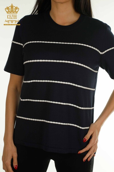 KAZEE - Wholesale Women's Knitwear Sweater American Model Navy Blue - 30355 | KAZEE (1)