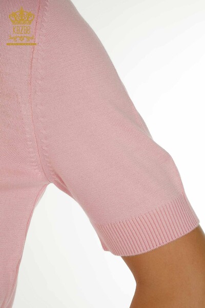 Wholesale Women's Knitwear Sweater American Model Pink - 14541 | KAZEE - 4