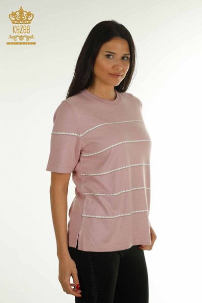 KAZEE - Wholesale Women's Knitwear Sweater American Model Powder - 30355 | KAZEE
