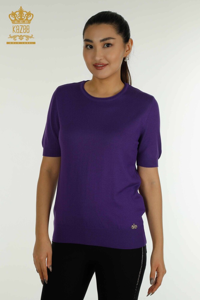 Wholesale Women's Knitwear Sweater American Model Purple - 15943 | KAZEE - 1