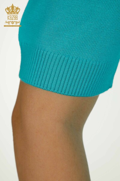 Wholesale Women's Knitwear Sweater American Model Turquoise - 15943 | KAZEE - 5