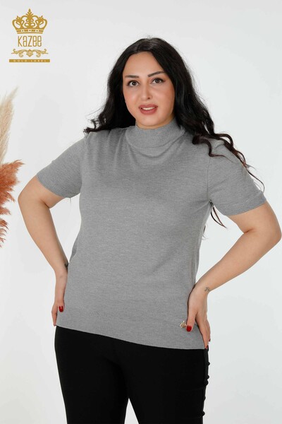 Wholesale Women's Knitwear Sweater American Model Gray - 14541 | KAZEE 