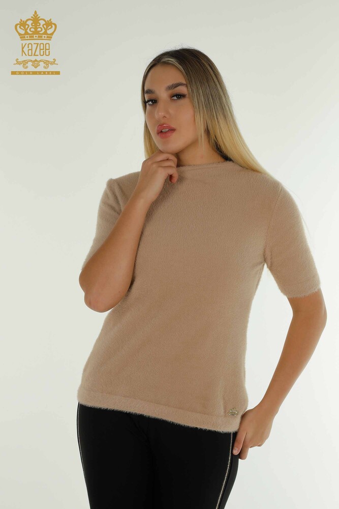 Wholesale Women's Knitwear Sweater Angora Basic Beige - 30610 | KAZEE - 1