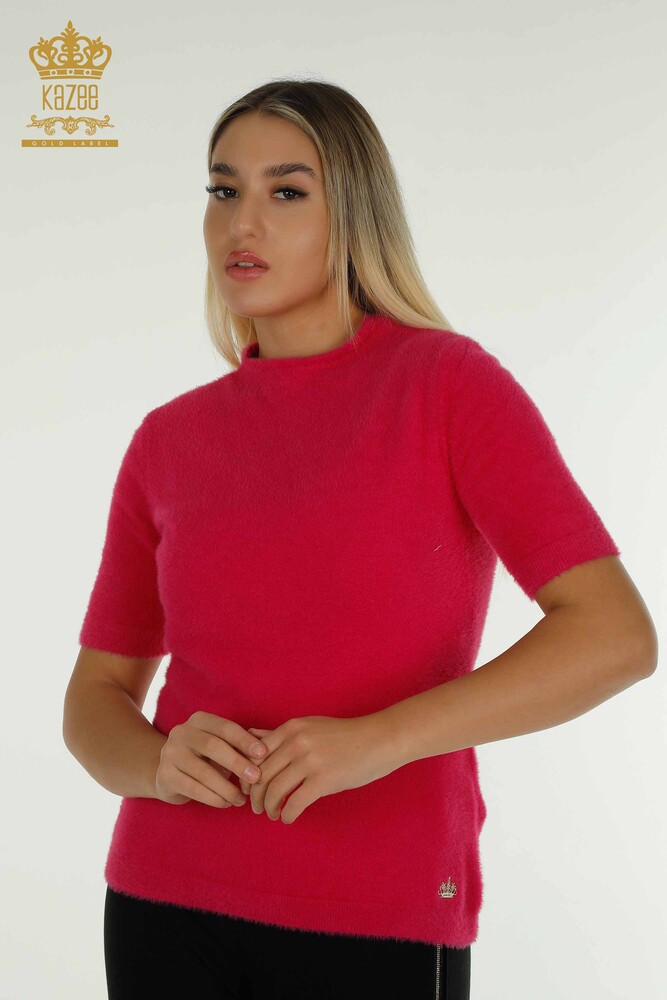 Wholesale Women's Knitwear Sweater Angora Basic Fuchsia - 30610 | KAZEE - 1