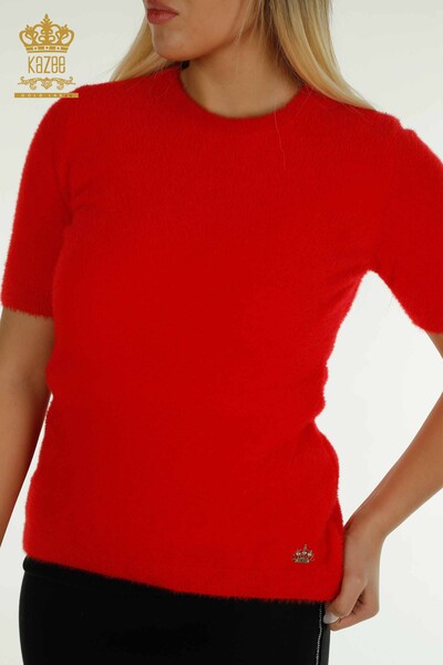 Wholesale Women's Knitwear Sweater Angora Basic Red - 30589 | KAZEE - 2