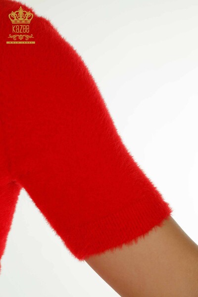 Wholesale Women's Knitwear Sweater Angora Basic Red - 30589 | KAZEE - 5