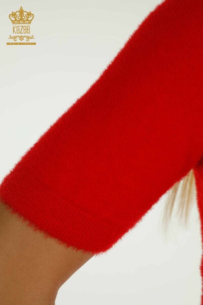 Wholesale Women's Knitwear Sweater Angora Basic Red - 30610 | KAZEE - 5