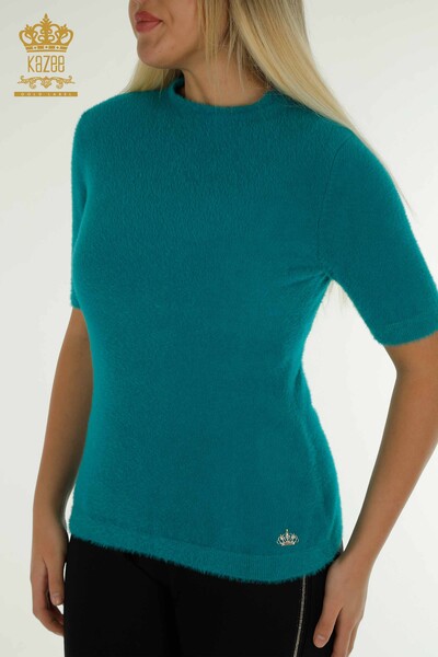 Wholesale Women's Knitwear Sweater Angora Basic Turquoise - 30610 | KAZEE - 2