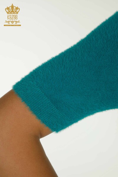 Wholesale Women's Knitwear Sweater Angora Basic Turquoise - 30610 | KAZEE - 4