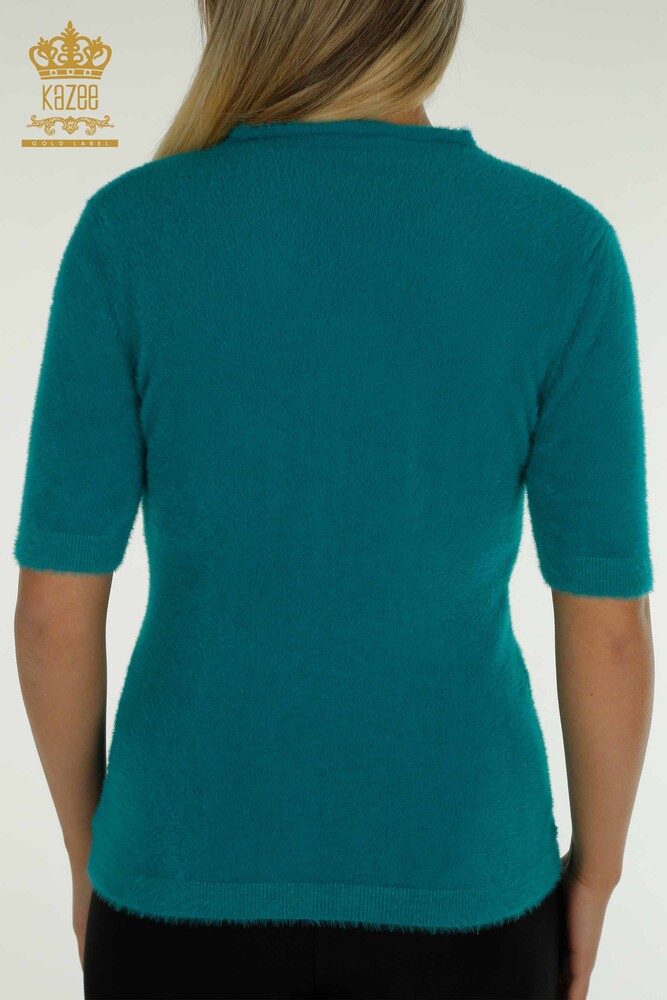 Wholesale Women's Knitwear Sweater Angora Basic Turquoise - 30610 | KAZEE - 6