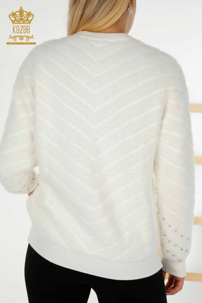 Wholesale Women's Knitwear Sweater - Angora - Bead Embroidered - Ecru - 30189 | KAZEE - 6