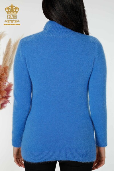 Wholesale Women's Knitwear Sweater Stone Embroidered Patterned Angora Blue - 16993 | KAZEE - 6