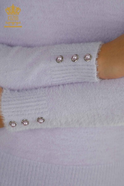 Wholesale Women's Knitwear Sweater Angora Button Detailed Lilac - 30667 | KAZEE - 4