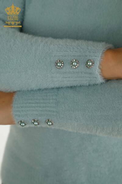 Wholesale Women's Knitwear Sweater Angora Button Detailed Mint - 30667 | KAZEE - 4