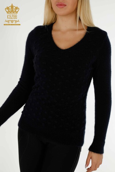 Wholesale Women's Knitwear Sweater Angora Dark Navy Blue - 18474 | KAZEE - 2