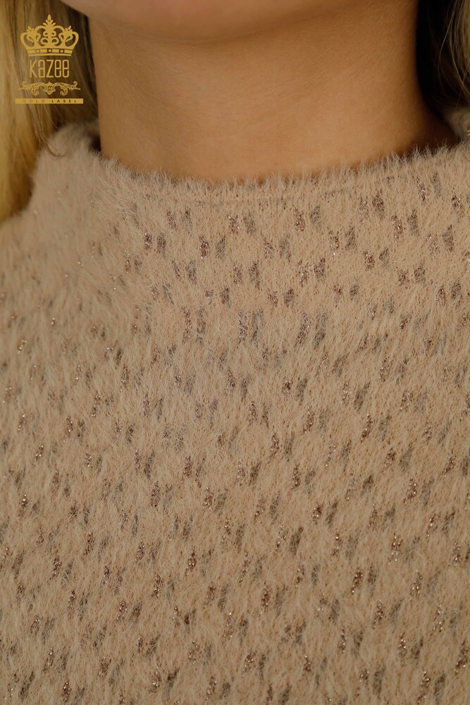 Wholesale Women's Knitwear Sweater Angora Detailed Beige - 30446 | KAZEE - 3