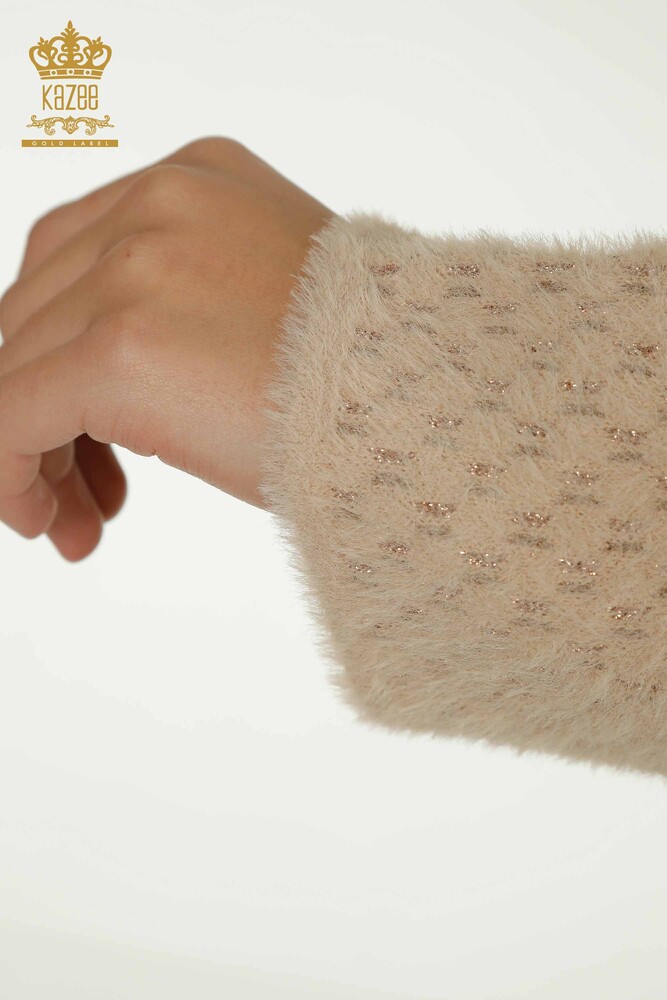 Wholesale Women's Knitwear Sweater Angora Detailed Beige - 30446 | KAZEE - 7