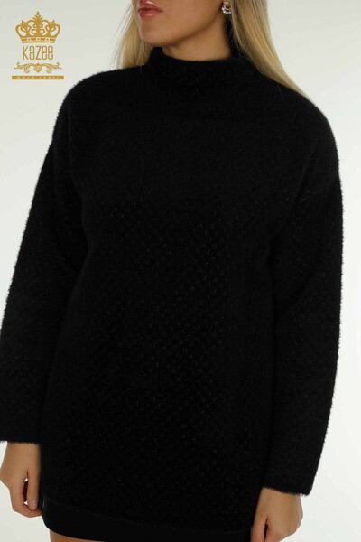 Wholesale Women's Knitwear Sweater Black with Angora Detail - 30446 | KAZEE - 2