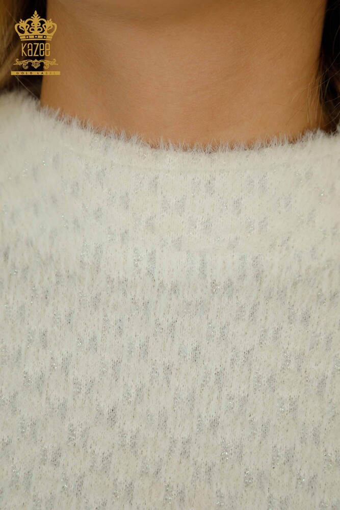 Wholesale Women's Knitwear Sweater Angora Detailed Ecru - 30446 | KAZEE - 3