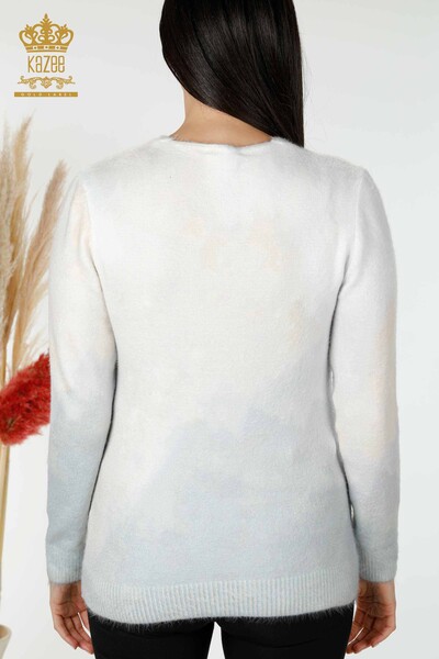 Wholesale Women's Knitwear Sweater Angora Digital Print Ecru - 18988 | KAZEE - 7