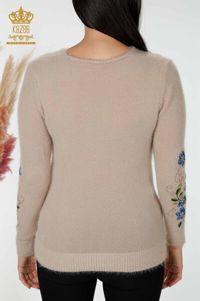 Wholesale Women's Knitwear Sweater Angora Floral Pattern Beige - 18917 | KAZEE - 7