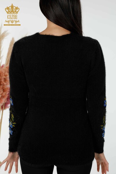 Wholesale Women's Knitwear Sweater Angora Floral Pattern Black - 18917 | KAZEE - 7