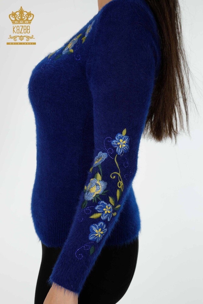 Wholesale Women's Knitwear Sweater Angora Floral Pattern Saks - 18917 | KAZEE - 5