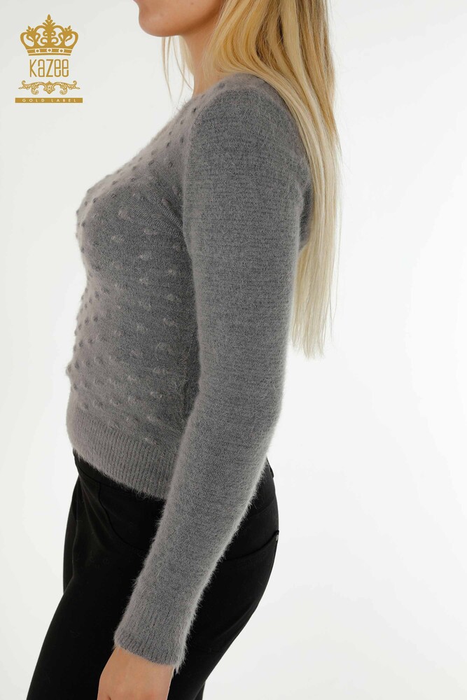 Wholesale Women's Knitwear Sweater Angora Gray Melange - 18474 | KAZEE - 5