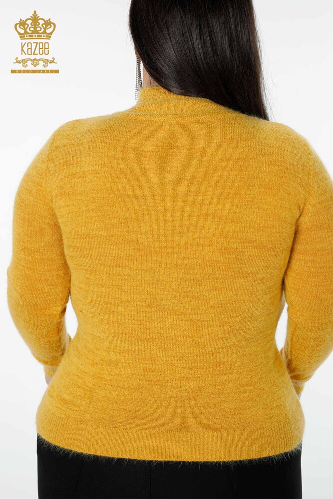 Wholesale Women's Knitwear Sweater Angora Standing Collar Saffron - 19071 | KAZEE - 6