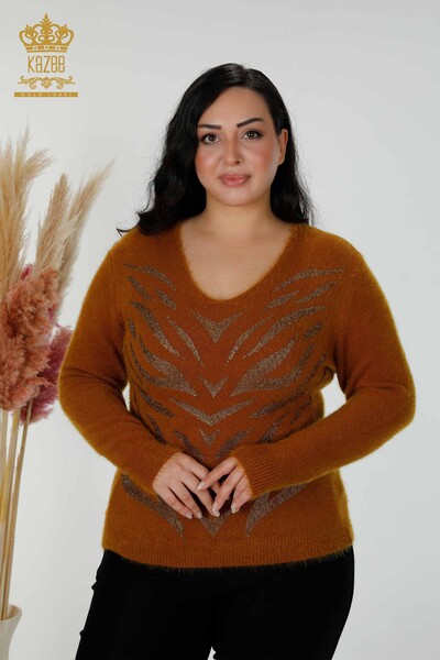 Wholesale Women's Knitwear Sweater Angora Mustard - 16994 | KAZEE 