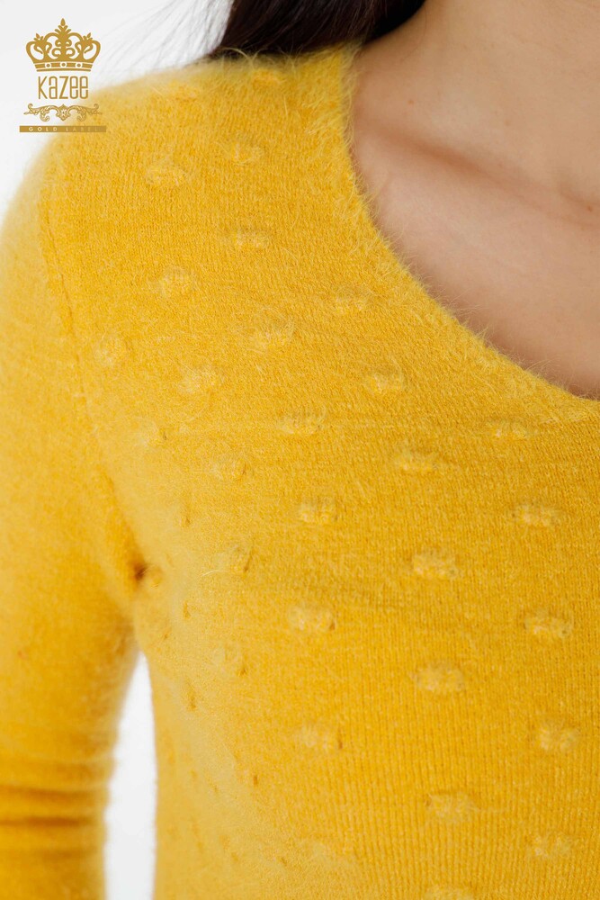 Wholesale Women's Knitwear Sweater Angora Mustard - 18474 | KAZEE - 3