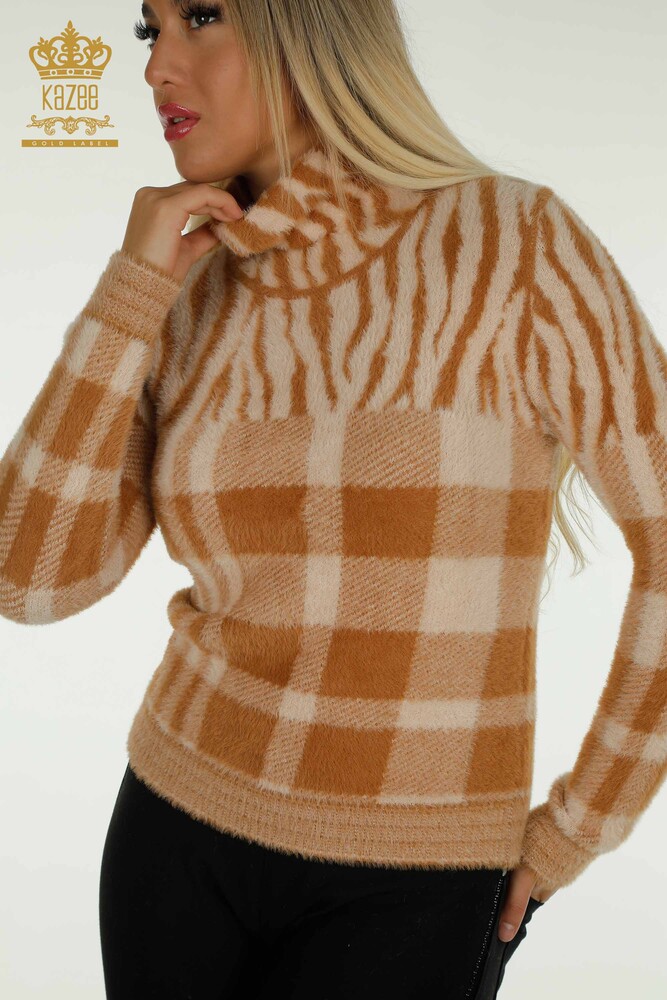 Wholesale Women's Knitwear Sweater Angora Patterned Beige - 30320 | KAZEE - 2