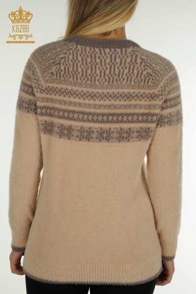 Wholesale Women's Knitwear Sweater Angora Patterned Beige - 30681 | KAZEE - 7