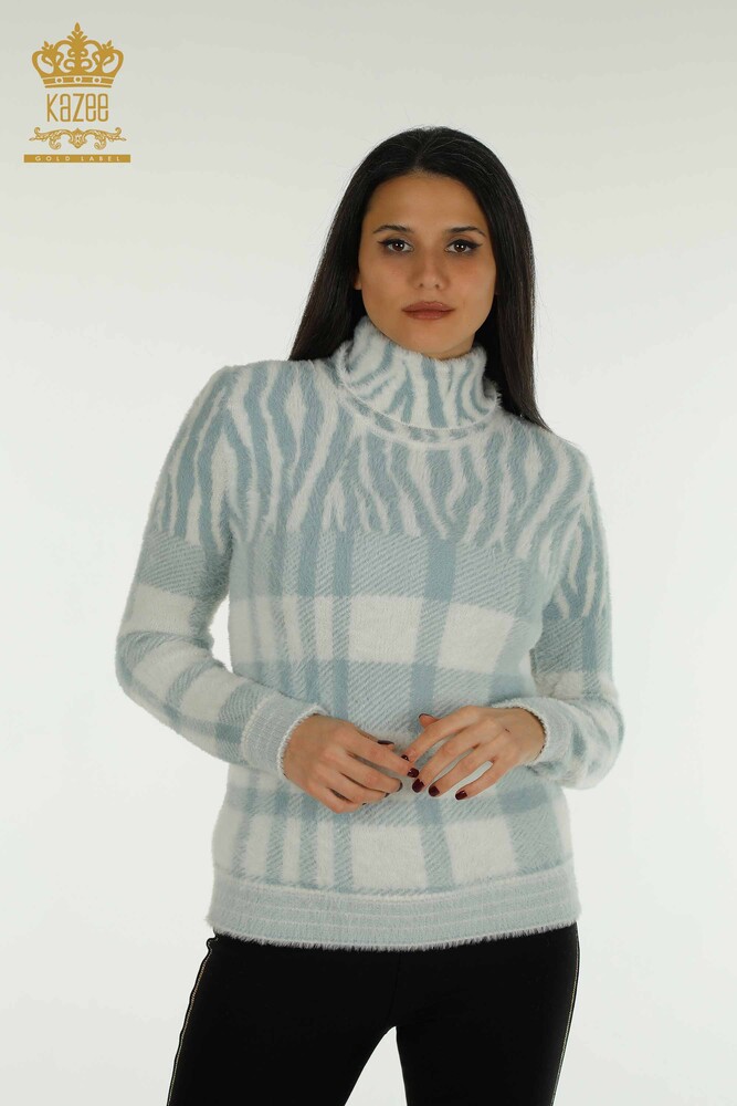 Wholesale Women's Knitwear Sweater Angora Patterned Mint - 30320 | KAZEE - 1