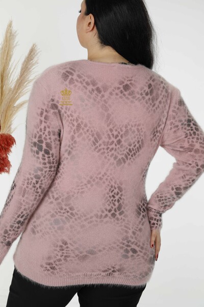 Wholesale Women's Knitwear Sweater Angora Patterned Powder - 18980 | KAZEE - 6