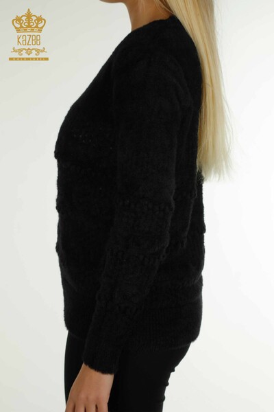 Wholesale Women's Knitwear Sweater Angora V Neck Black - 30697 | KAZEE - 6