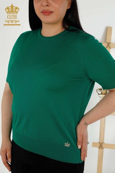 Wholesale Women's Knitwear Sweater Basic American Model Green - 16271| KAZEE - 2