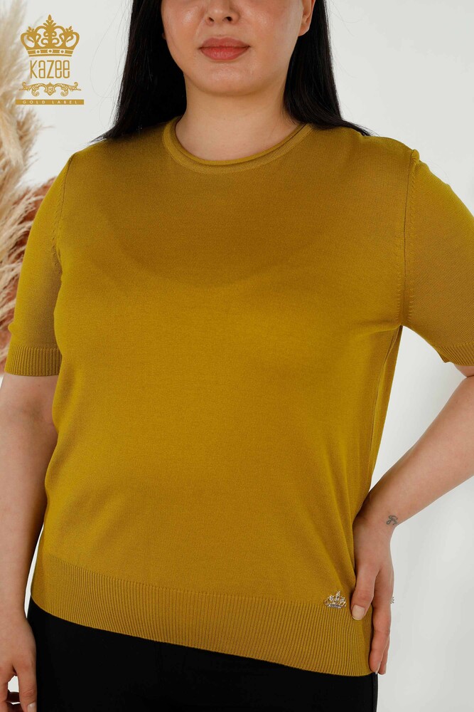 Wholesale Women's Knitwear Sweater Basic American Model Mustard - 16271| KAZEE - 2